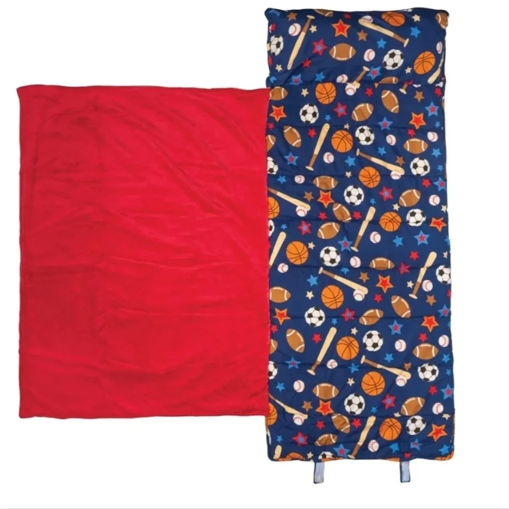 Kids Sports-Themed Preschool Nap Mat - Blue and Red - Picture 2 of 6